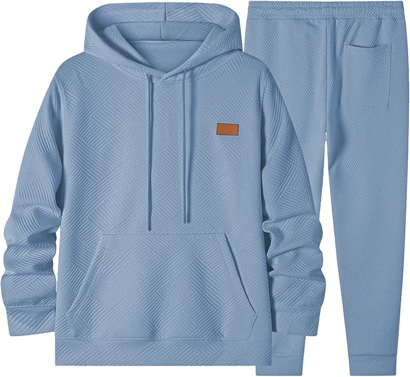 Men 2 Pieces Cozy Hooded Tracksuit Set