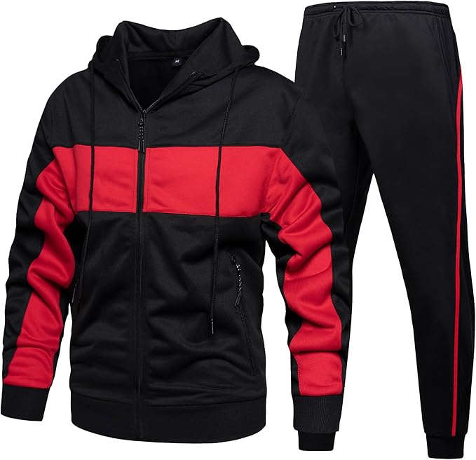 Men Casual Zipper Hoodie Tracksuit Set