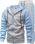 Men 2 Pieces Hooded Zipper Jogger Set