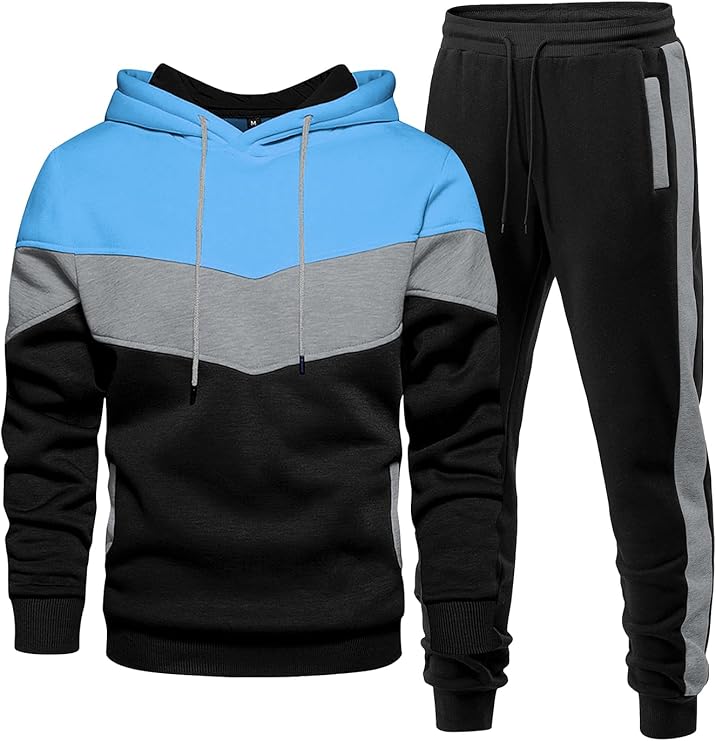 Men Casual Hooded Sweatshirt Jogger Set