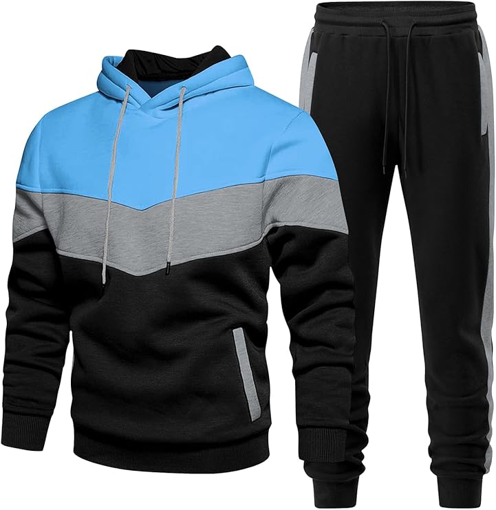 Men Casual Hooded Sweatshirt Jogger Set