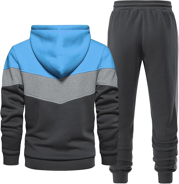 Men Casual Hooded Sweatshirt Jogger Set