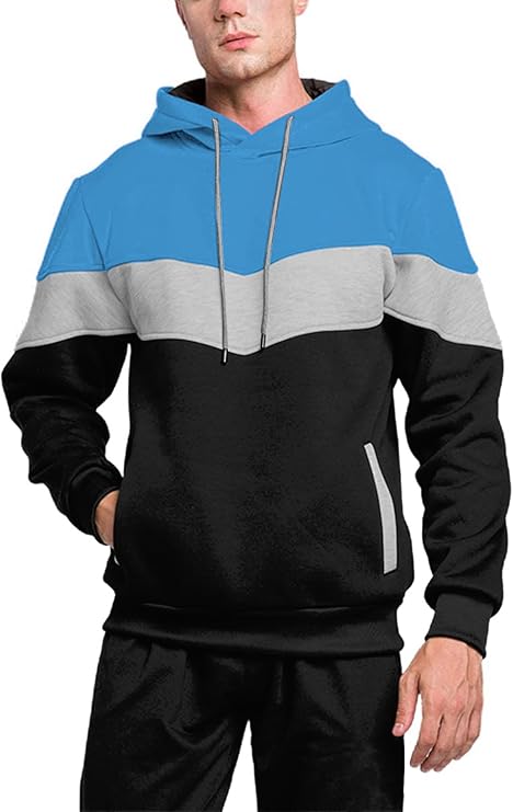 Men Casual Hooded Sweatshirt Jogger Set