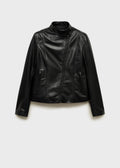 Fitted Leather Jacket With Zip For Women