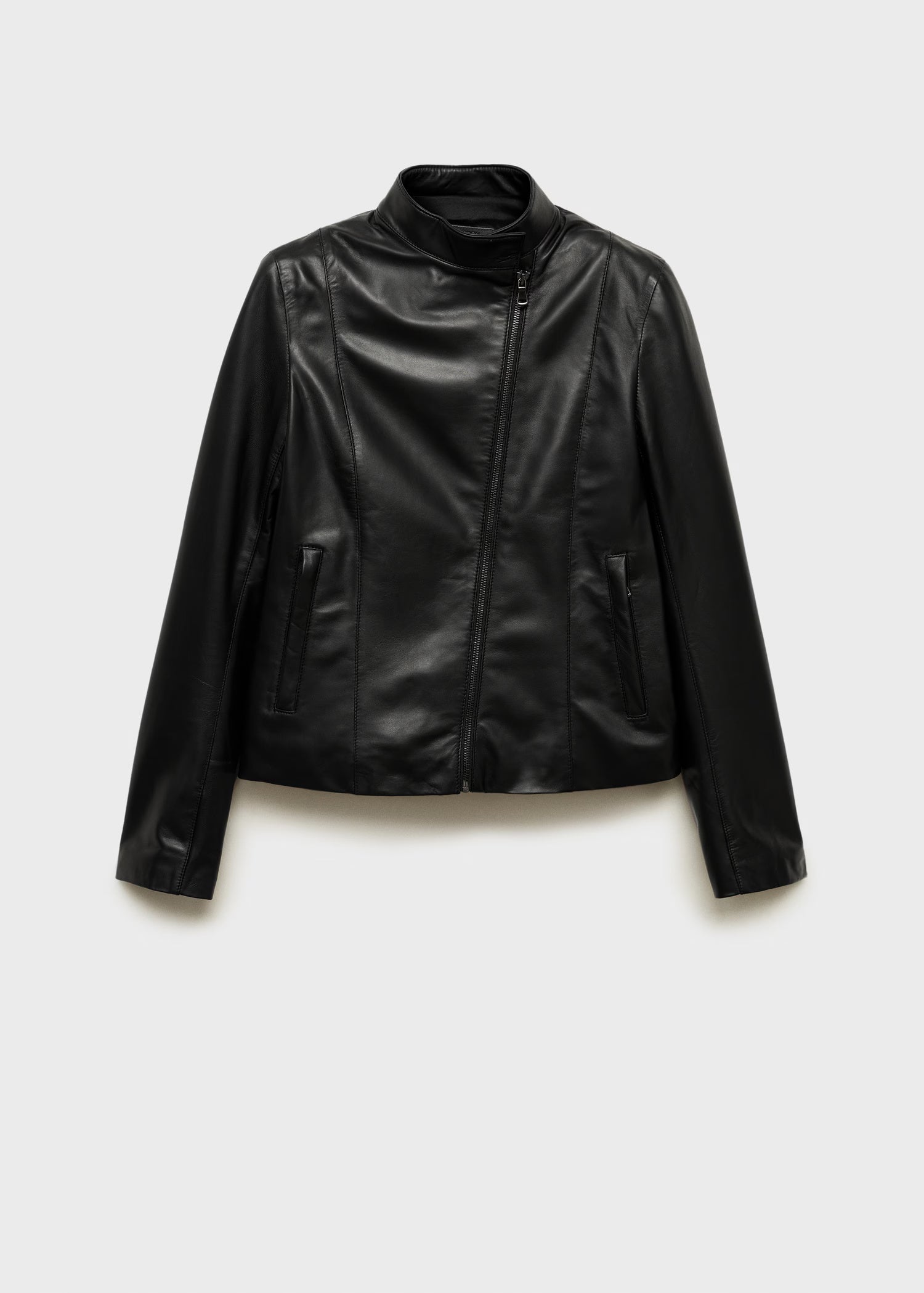 Fitted Leather Jacket With Zip For Women