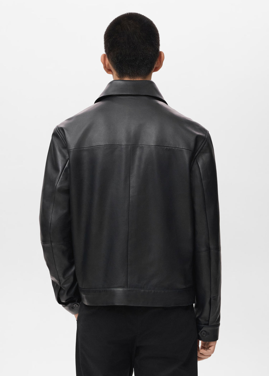 Black Leather Jacket With Classic Biker Silhouette