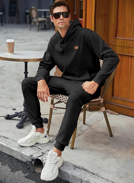 Men Hooded Tracksuit Set