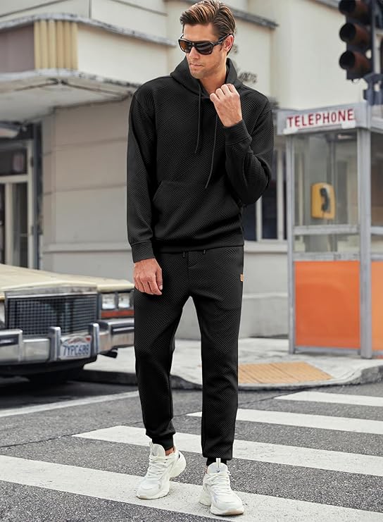 Men Hooded Tracksuit Set
