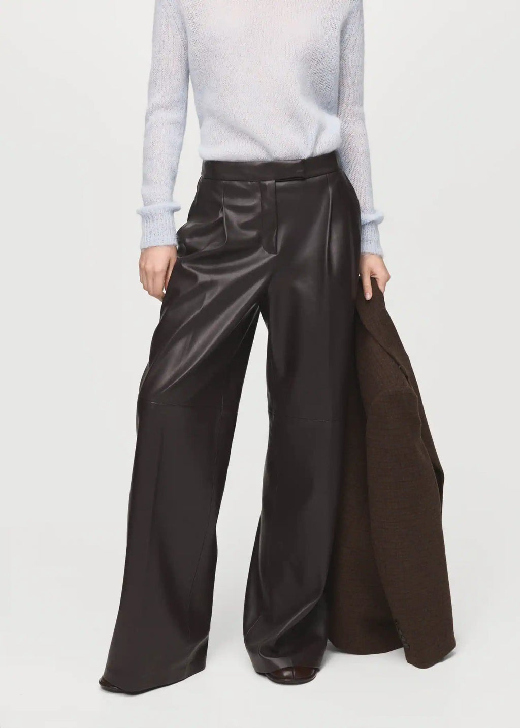 Wide Leg Leather Pant