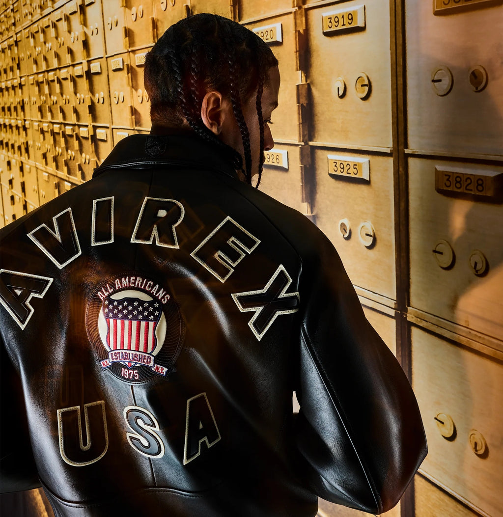 Avirex Black Leather Jacket – Premium Streetwear | Iconic Retro Style