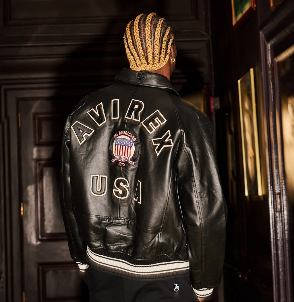 Avirex Black Leather Jacket – Premium Streetwear | Iconic Retro Style