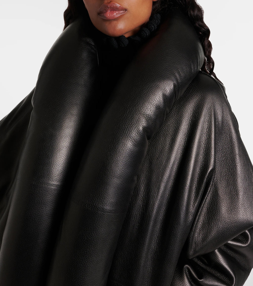 Leather Bomber Jacket in Black