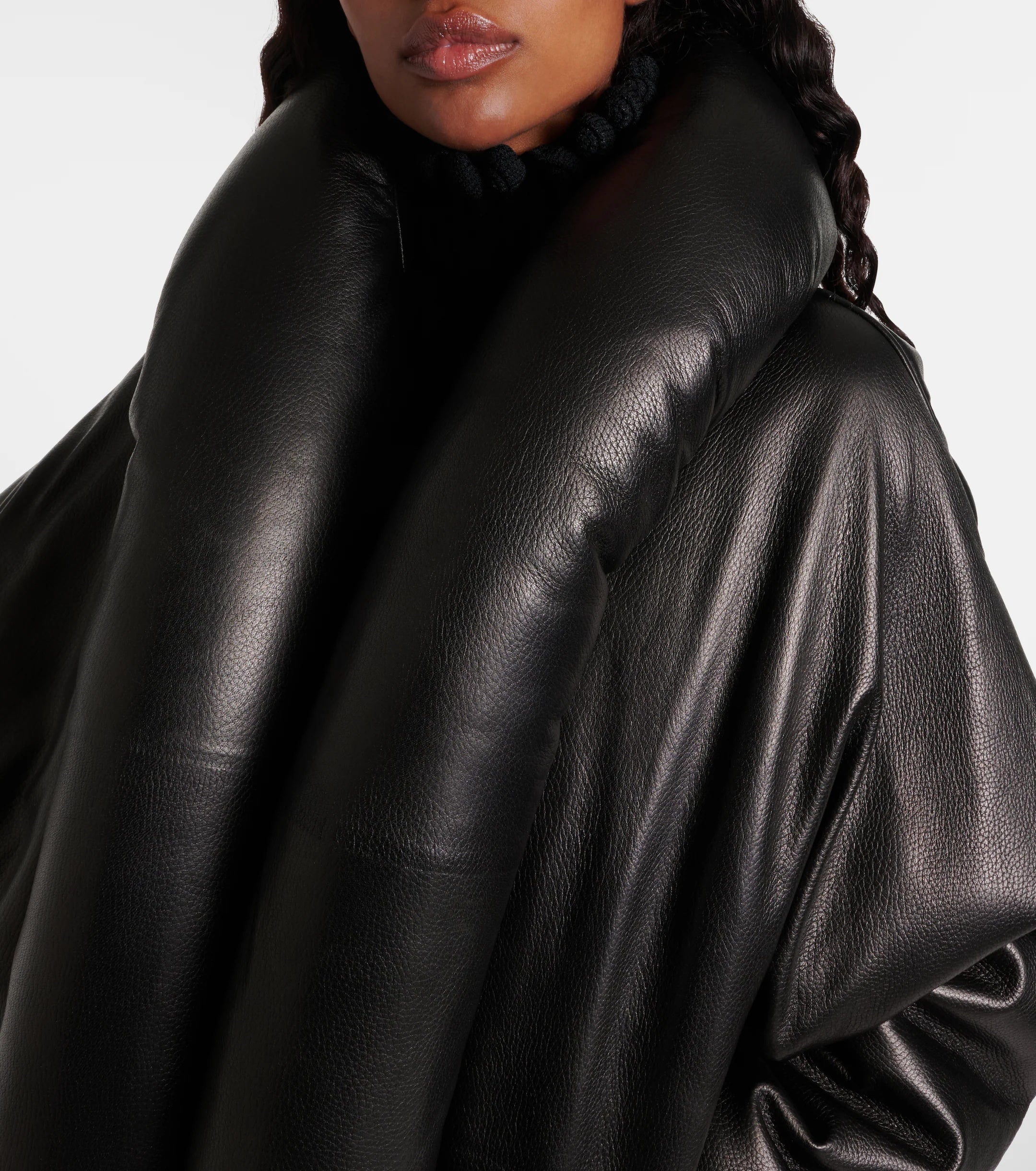 Leather Bomber Jacket in Black