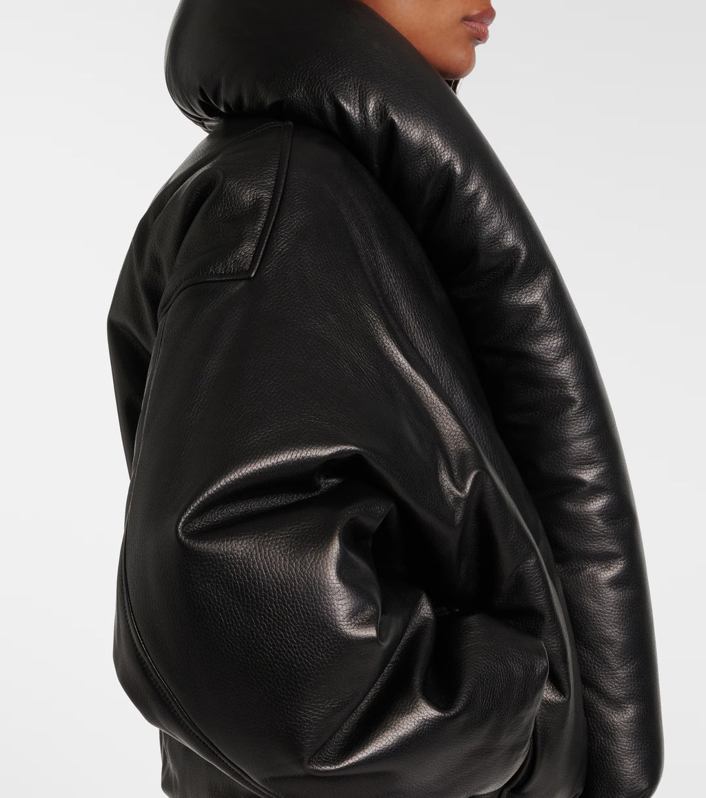 Leather Bomber Jacket in Black