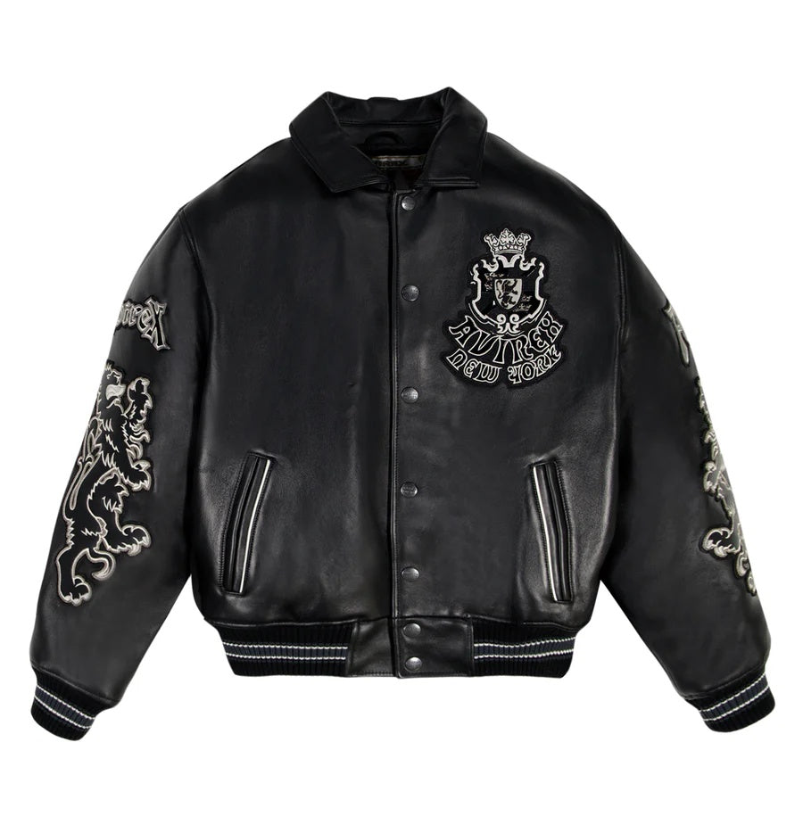 Men's Avirex Goth Style Black Bomber Jcaket
