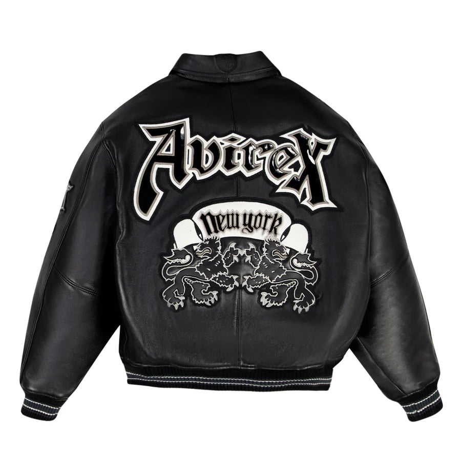 Men's Avirex Goth Style Black Bomber Jcaket