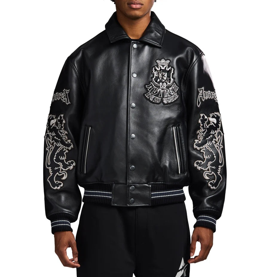Men's Avirex Goth Style Black Bomber Jcaket