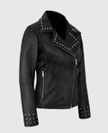 Women Eva Studded Black Leather Jacket