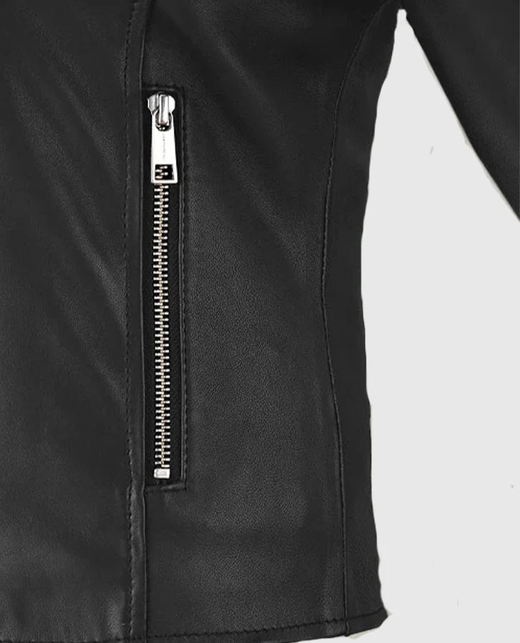 Women Eva Studded Black Leather Jacket