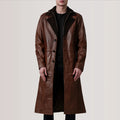 Charlton Waxed Brown Leather Single Breasted Coat for Men