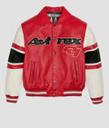 Avirex The Legend Red Leather Varsity Jacket