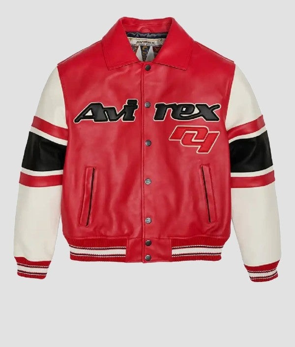 Avirex The Legend Red Leather Varsity Jacket