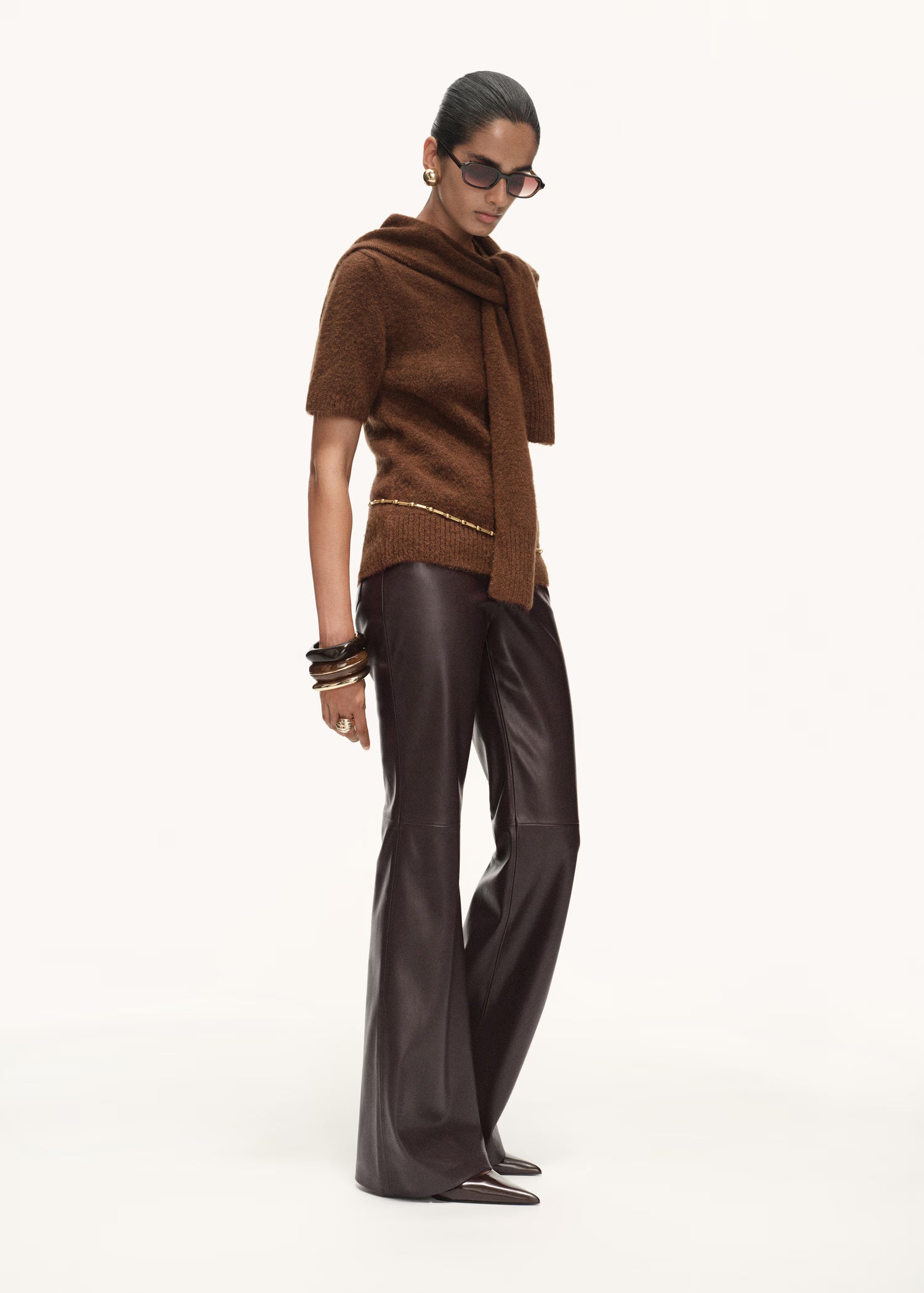 Zara  Flared Leg Leather Pants