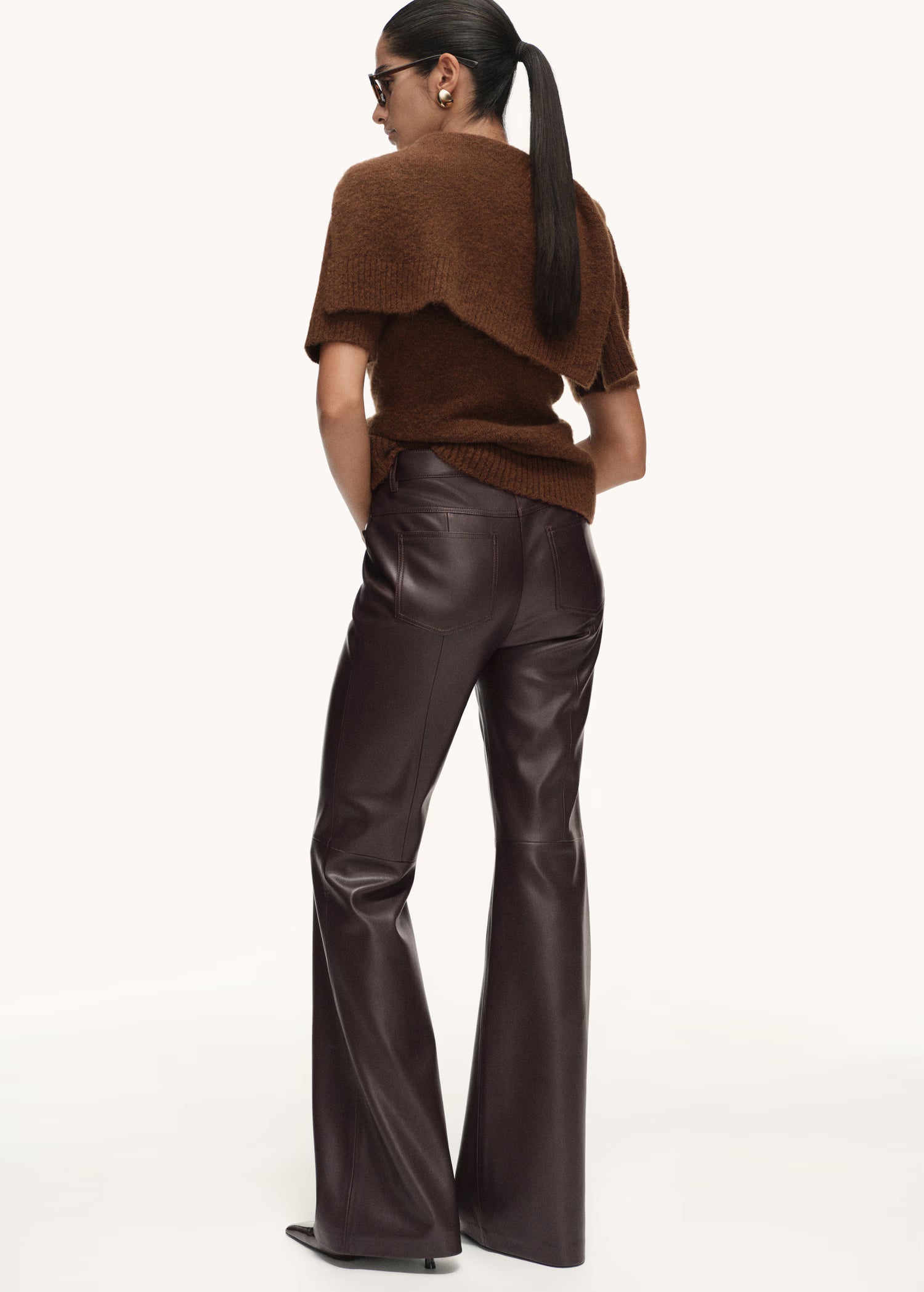Zara  Flared Leg Leather Pants
