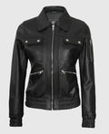 Evelyn Women's Classic Black Leather Jacket