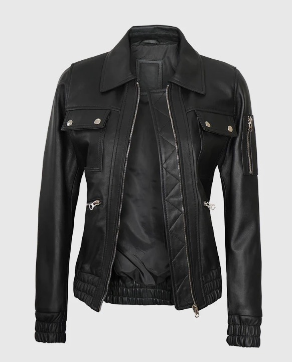 Evelyn Women's Classic Black Leather Jacket