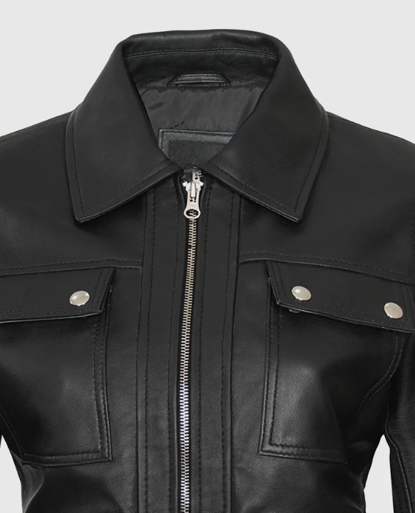 Evelyn Women's Classic Black Leather Jacket