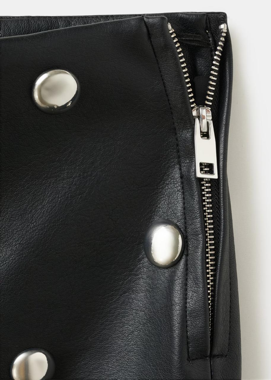 Studded Leather Skirt in Black