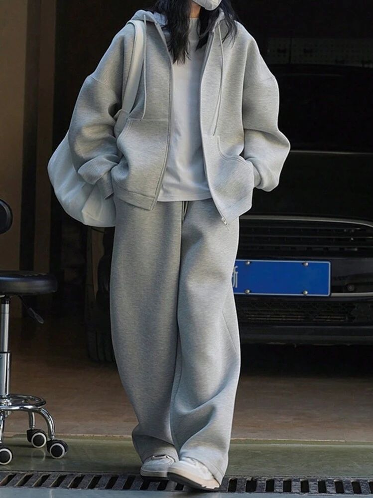 Women’s Trendy Zipper Hoodie Tracksuit