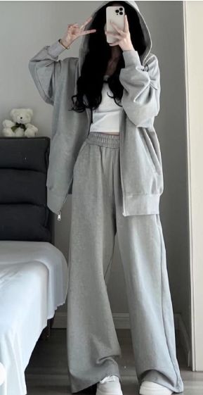 Women’s Trendy Zipper Hoodie Tracksuit