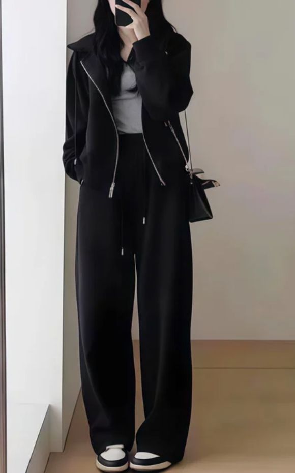 Women’s Trendy Zipper Hoodie Tracksuit