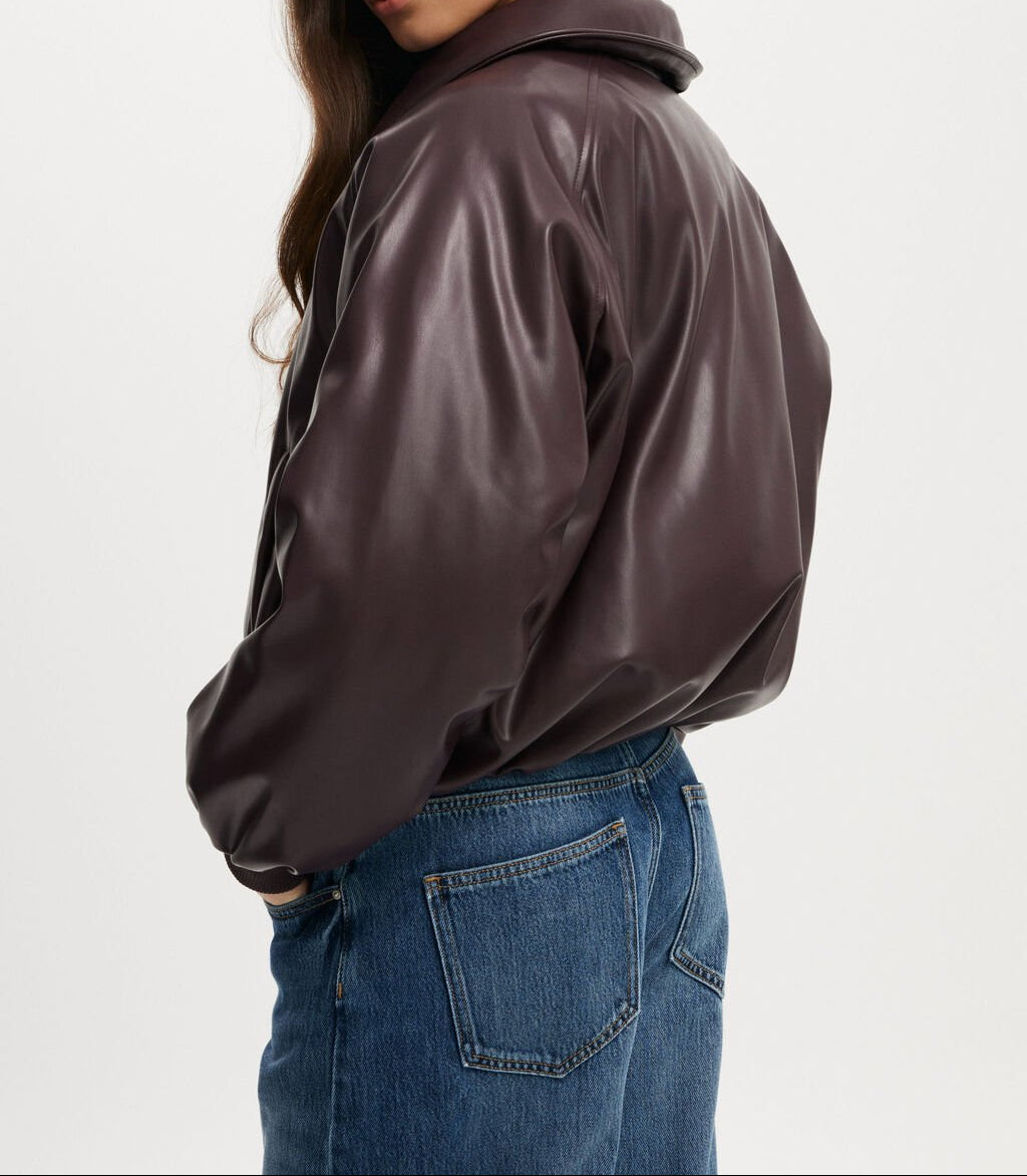 Women Leather Bomber Jacket