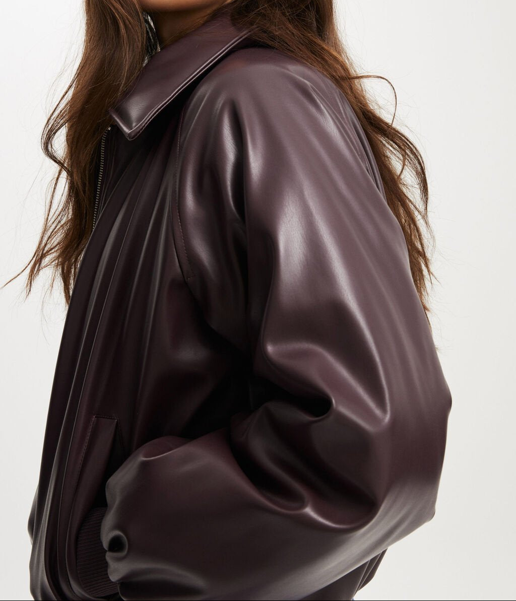 Women Leather Bomber Jacket