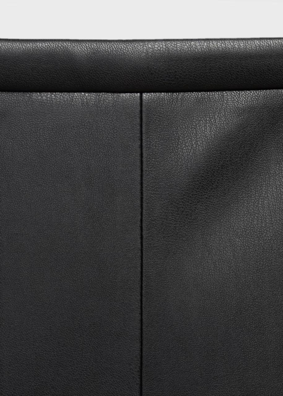 Black Leather Effect Midi Skirt