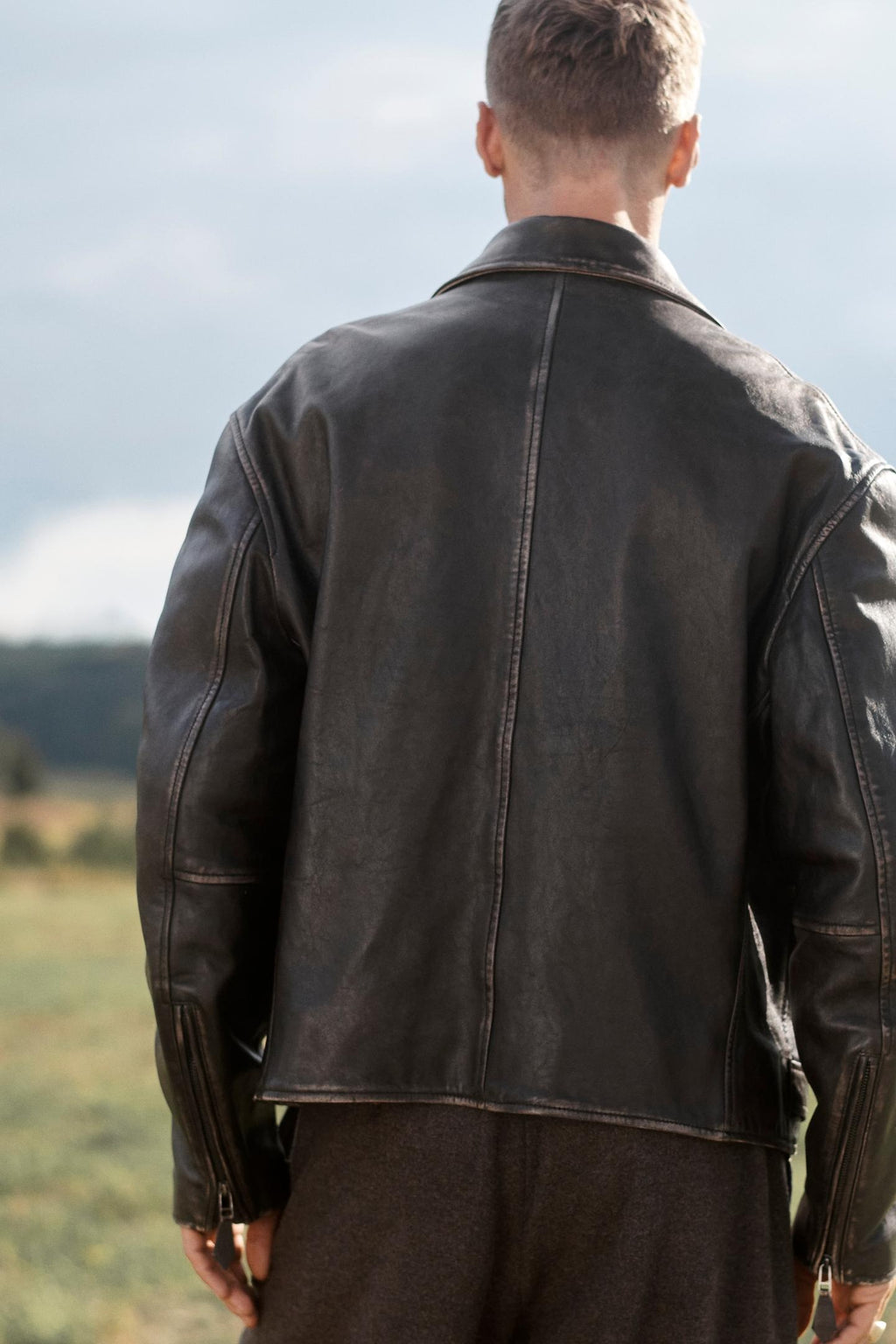 Leather Perfecto Jacket In Black/Grey