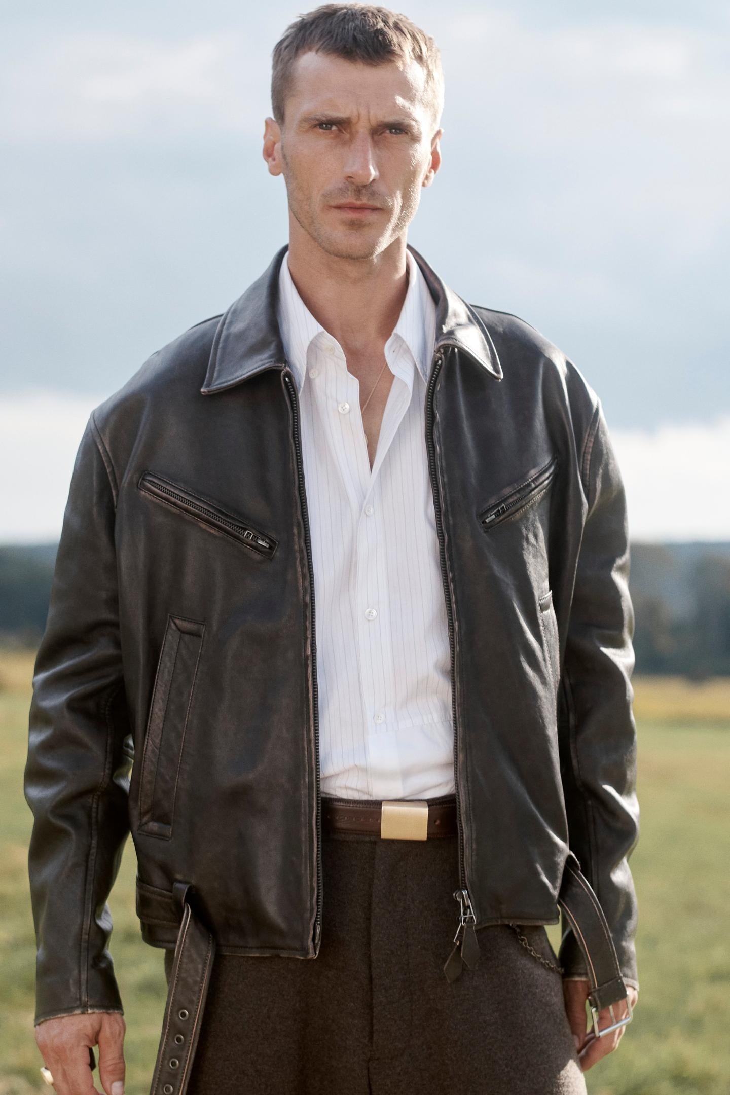 Leather Perfecto Jacket In Black/Grey