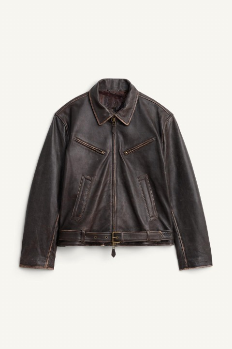 Leather Perfecto Jacket In Black/Grey