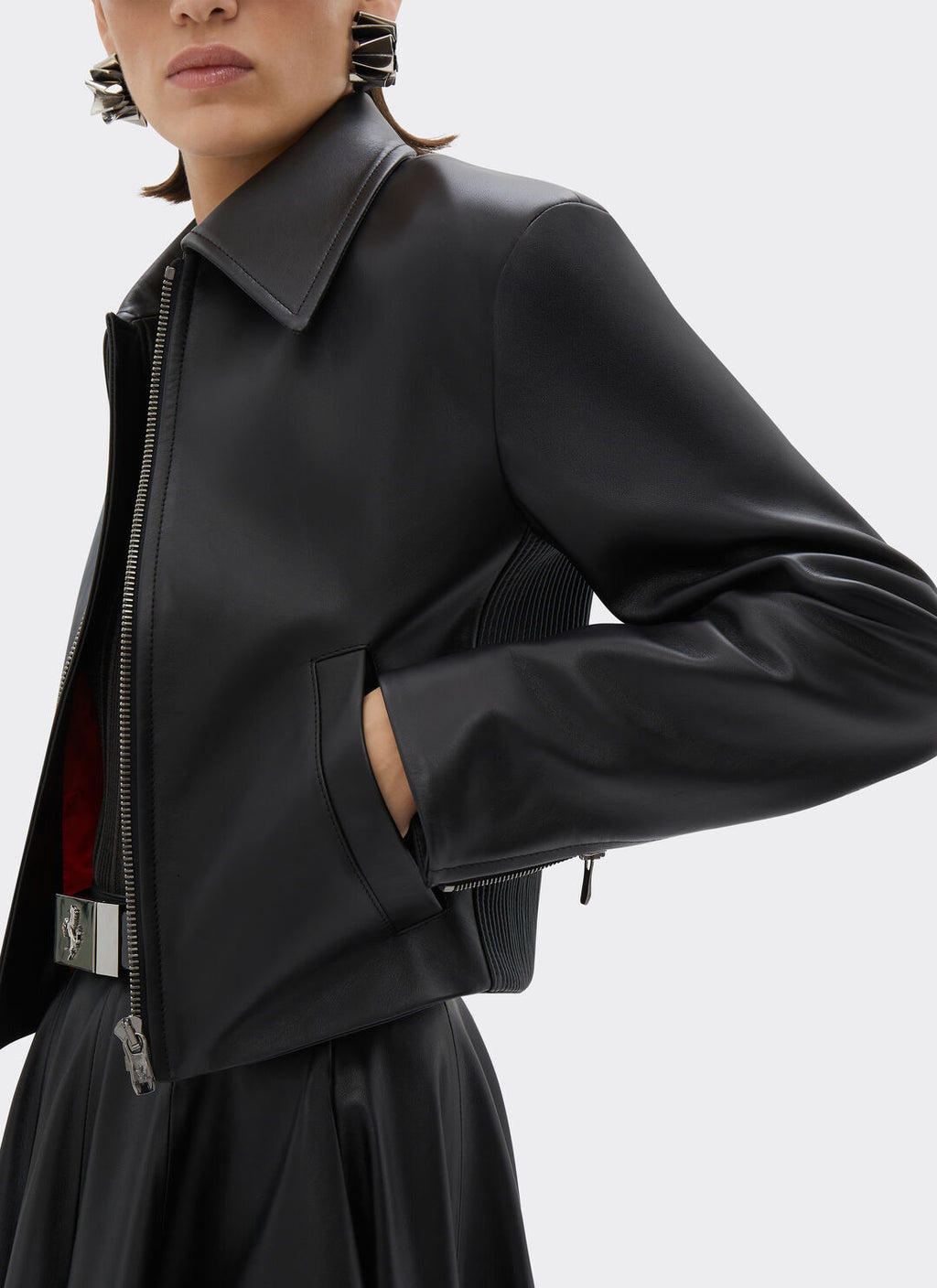 Ferrari Leather Biker Jacket For Women