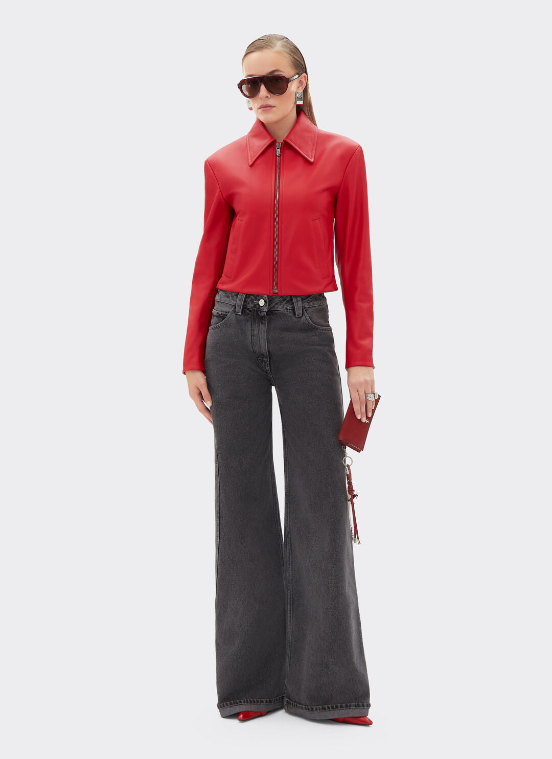 Ferrari Leather Women Leather Biker Jacket