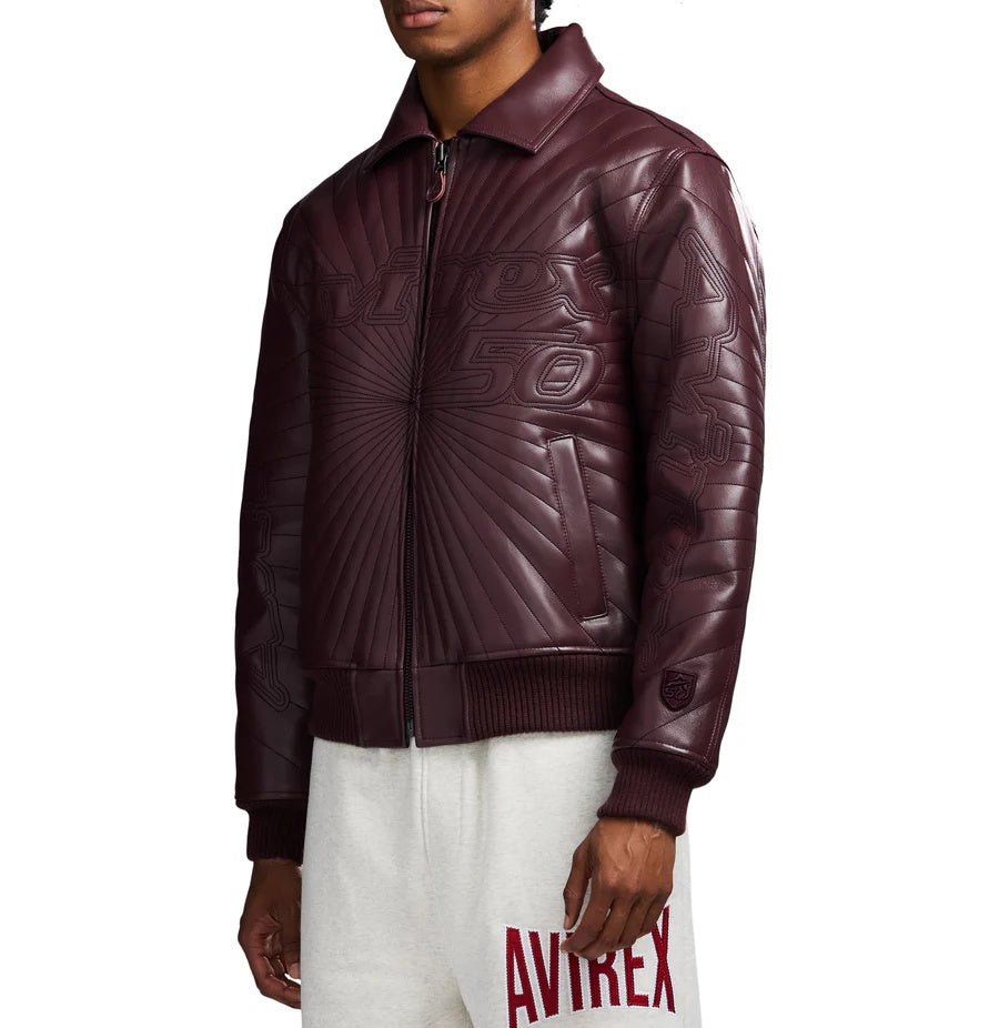Avirex Trapunto Leather Jacket – Quilted Iconic Streetwear