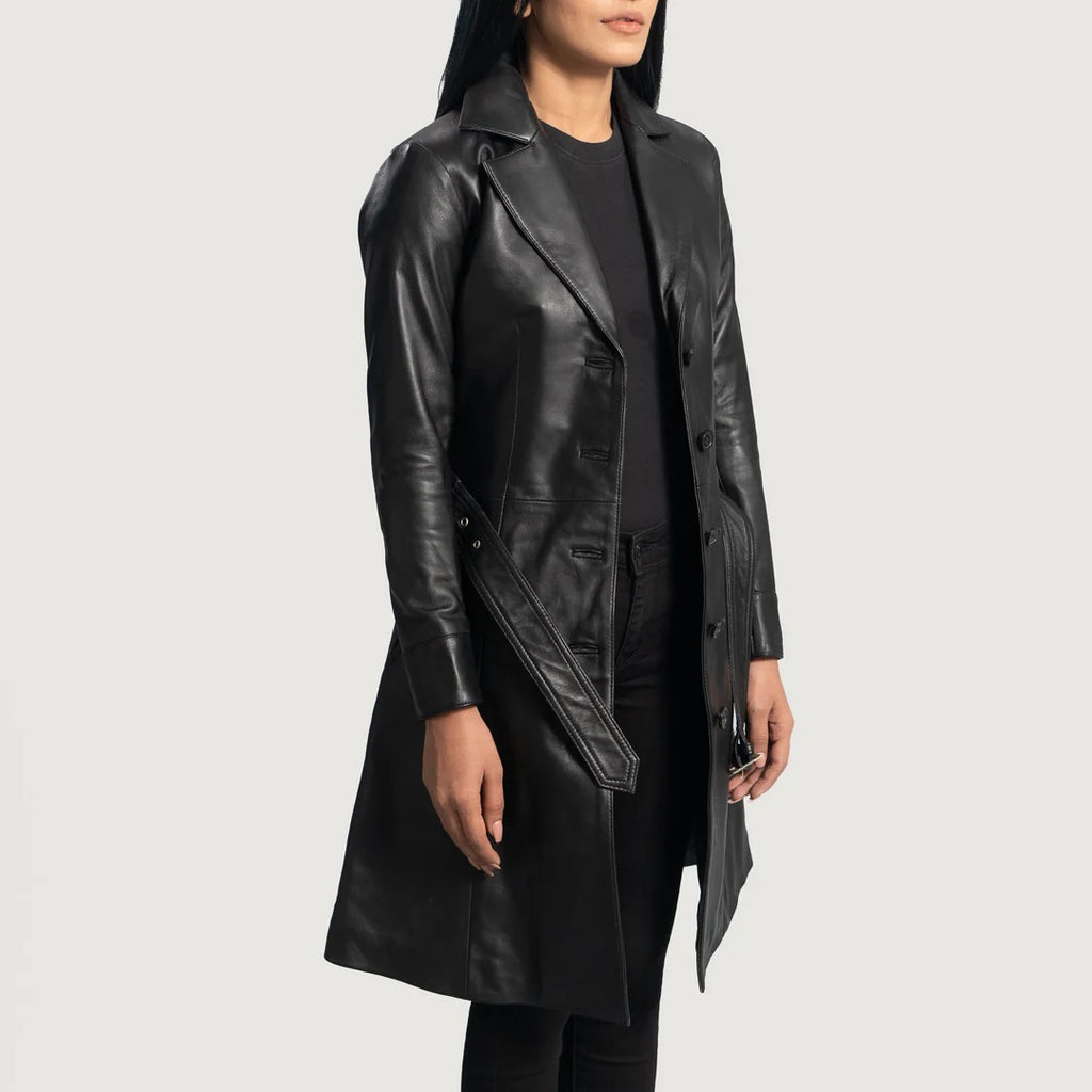 Women Leather Trench Coat