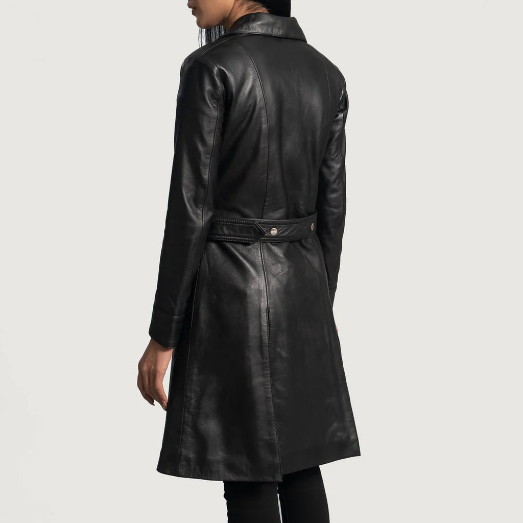 Women Leather Trench Coat