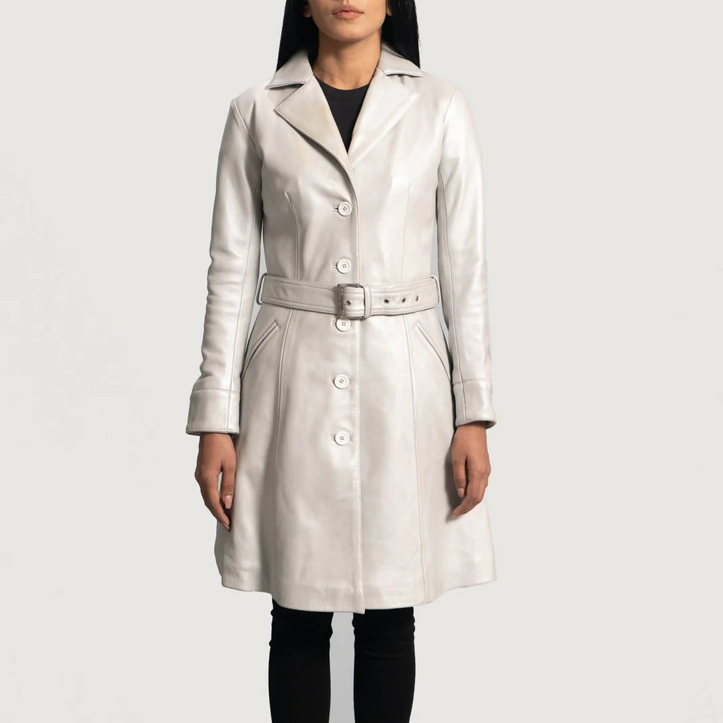 Women Leather Trench Coat