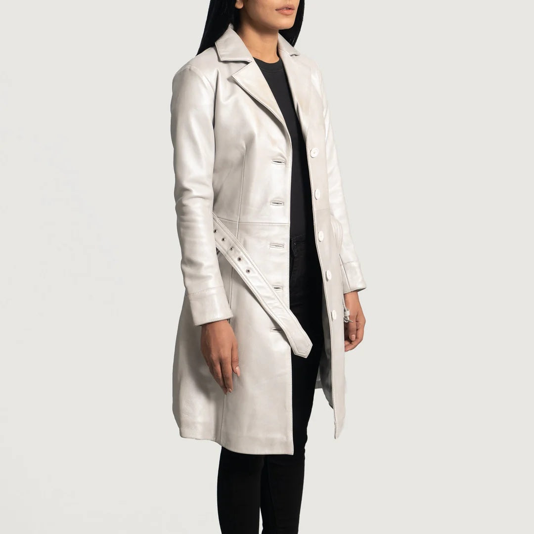 Women Leather Trench Coat