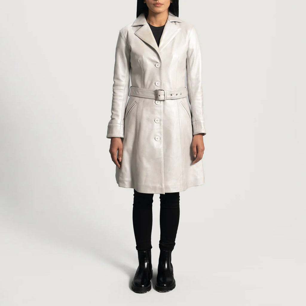 Women Leather Trench Coat