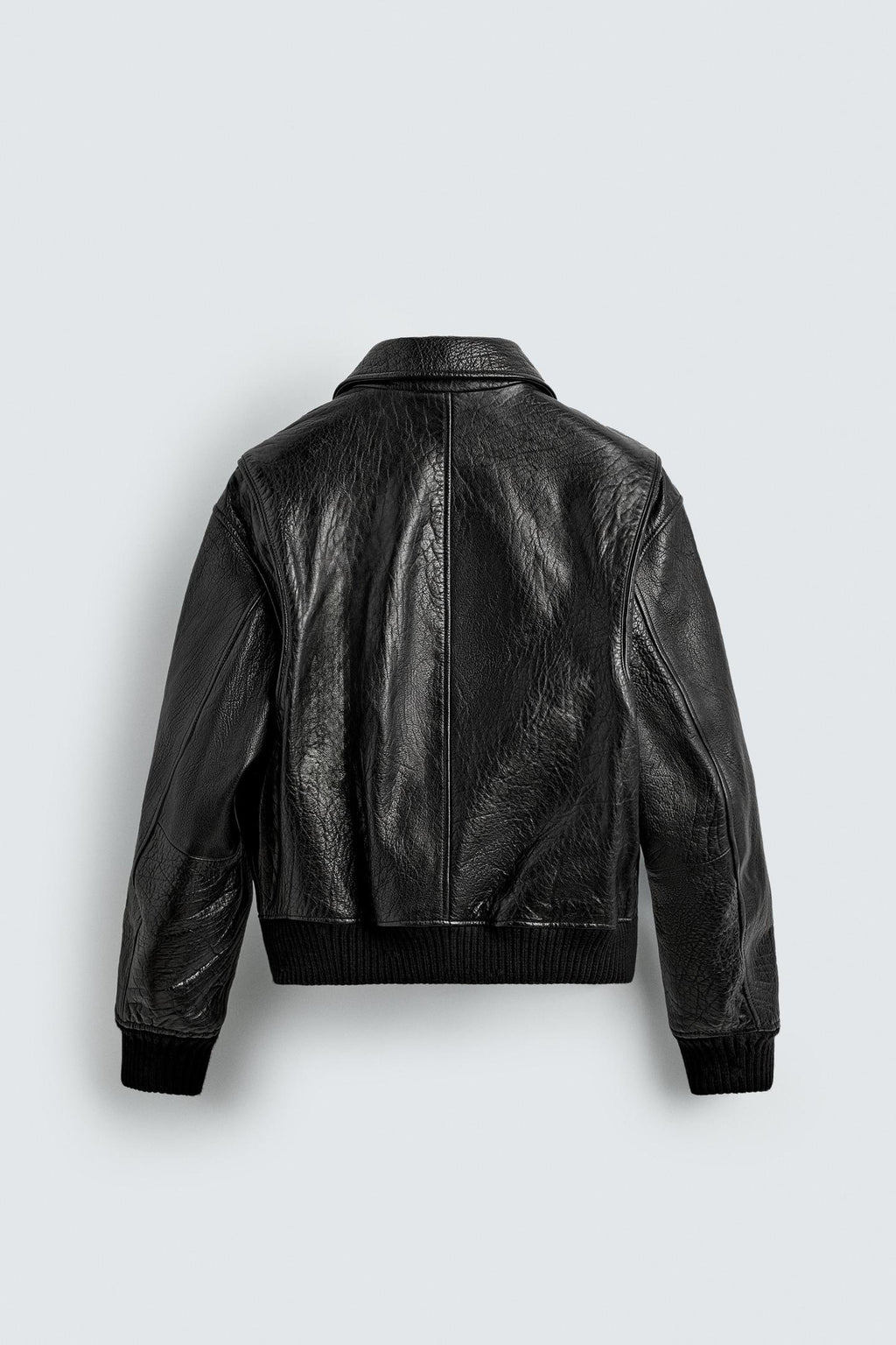Black Embossed Leather Jacket for Men
